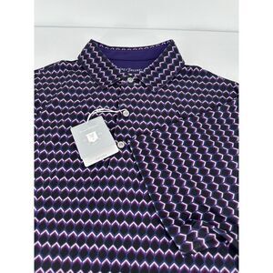 Hickey Freeman GOLF Geometric Polo‎ Shirt - Purple - Men's Size Large NEW